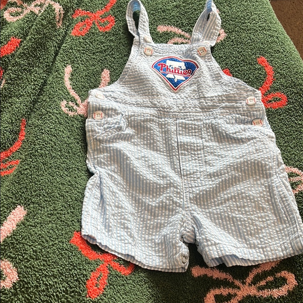 B41 MLB Phillies Seersucker Overalls 12 months
